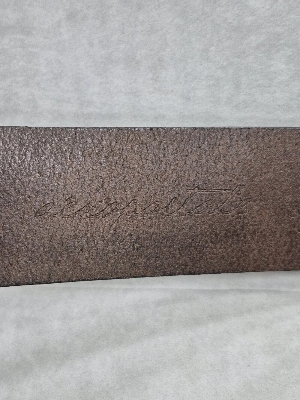 Aeropostale belt women's large brown leather brushed silver rounded buckle